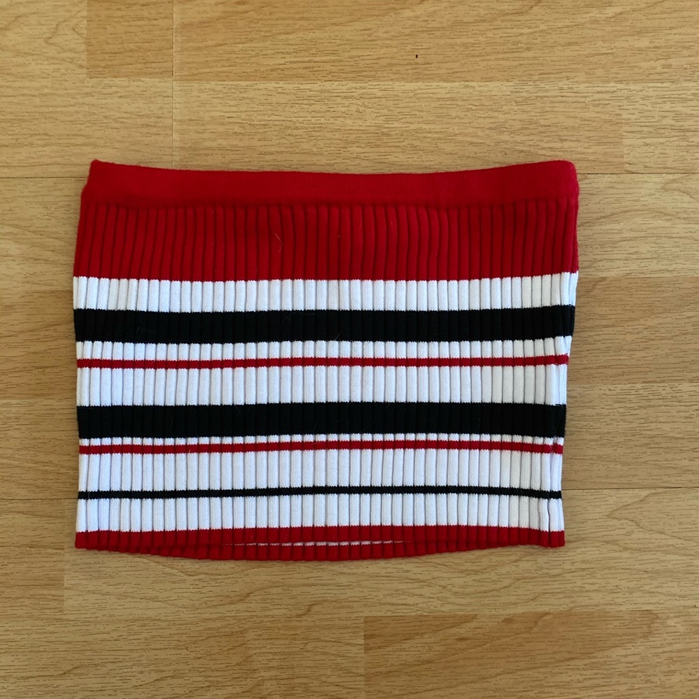 Striped and ribbed tube top